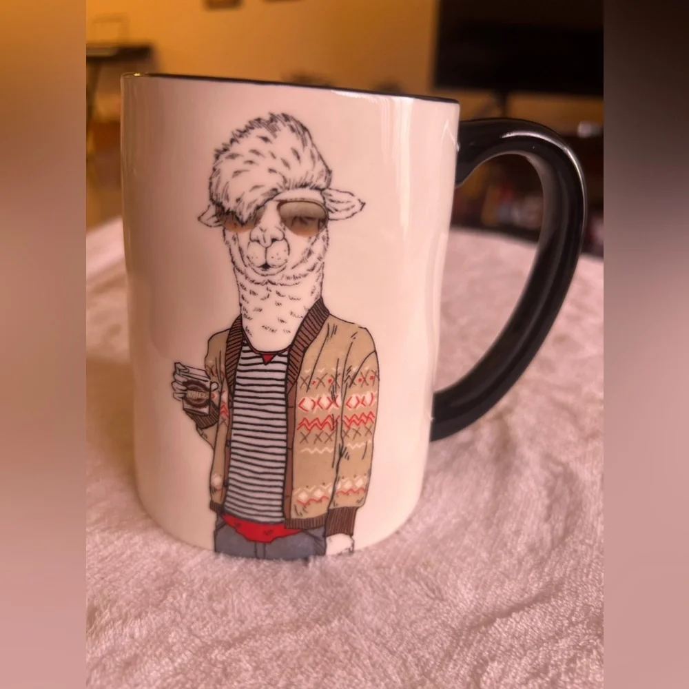 Llama Coffee Cup Signature Housewares Oversized Mug Llama Sweater Stoneware